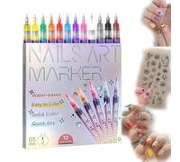 2026 Upgraded 12 colors nail art pens set,Quick Dry, Fine Tip Nail Art Pen 0.5mm for 3D Nail Art, Portable DIY Nail Art Tools for Home Salon (1pcs)