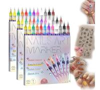 2026 Upgraded 12 colors nail art pens set,Quick Dry, Fine Tip Nail Art Pen 0.5mm for 3D Nail Art, Portable DIY Nail Art Tools for Home Salon (3pcs)