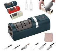 2026 Upgraded Automatic Kitchen Knife Sharpener, Electric Knifes Sharpener Professional, Cordless 3-Stage Precision Sharpening with Diamond Abrasive Wheels & 3 Speeds, for All Knives (Green)