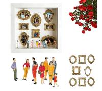 2026 Upgraded DIY Mini Museum Silhouette Shadow Box Frame Kit - Gold Miniature Museum Scene with Figurines, Perfect for Anniversary, Wedding, Birthday & Home Décor (White,Style C no Light)