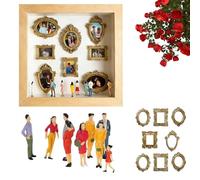 2026 Upgraded DIY Mini Museum Silhouette Shadow Box Frame Kit - Gold Miniature Museum Scene with Figurines, Perfect for Anniversary, Wedding, Birthday & Home Décor (Wood Color,Style C no Light)