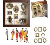 2026 Upgraded DIY Mini Museum Silhouette Shadow Box Frame Kit - Gold Miniature Museum Scene with Figurines, Perfect for Anniversary, Wedding, Birthday & Home Décor (Brown,Style B with Light)