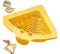 2026 Upgraded Magnetic Suction Triangular Tank Drain Basket - Space-Saving Corner Sink Strainer, Turn The Knob and The Bottom Will Pop up Automatically (Yellow)