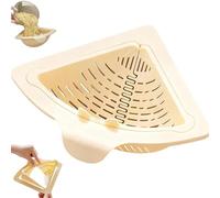 2026 Upgraded Magnetic Suction Triangular Tank Drain Basket - Space-Saving Corner Sink Strainer, Turn The Knob and The Bottom Will Pop up Automatically (White)