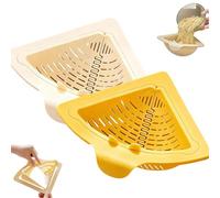 2026 Upgraded Magnetic Suction Triangular Tank Drain Basket - Space-Saving Corner Sink Strainer, Turn The Knob and The Bottom Will Pop up Automatically (White+Yellow)