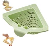 2026 Upgraded Magnetic Suction Triangular Tank Drain Basket - Space-Saving Corner Sink Strainer, Turn The Knob and The Bottom Will Pop up Automatically (Green)