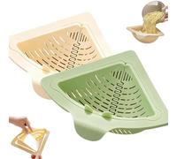 2026 Upgraded Magnetic Suction Triangular Tank Drain Basket - Space-Saving Corner Sink Strainer, Turn The Knob and The Bottom Will Pop up Automatically (Green+White)