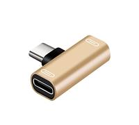 2026 USB C a 35 mm adaptador de audio y cargador de alimentación divisor de puerto para escucha simultánea y carga rápida (dorado, talla única)