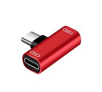 2026 USB C a 35 mm adaptador de audio y cargador de alimentación divisor de puerto para escucha simultánea y carga rápida (rojo, talla única)