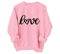 2026 Valentine Heart Pattern Girls Sudadera de manga larga con cuello redondo, suéter suave casual para niños, Rosa., 6-7 años