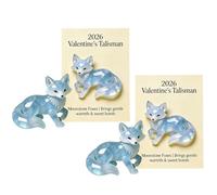 2026 Valentine's Talisman: Moonstone Fox, símbolo de Gentle Warmth & Sweet Bonds, Figura de zorro de cristal tallada a mano, regalo de San Valentín para amantes, amigos, familia (2, azul)