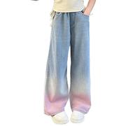 2026 Vaqueros Holgados para Niñas Pierna Ancha Cintura Elástica Múltiples Bolsillos Pantalones Cargo Jeans Pantalones Vaqueros Vaqueros Vaqueros de mezclilla para Niños Hombres Mocasines, azul, 11-12