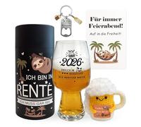 2026 Vaso de cerveza Jubilación Regalos Hombre Vasos de Cerveza Juego con Tarjeta Llavero Vaso de Cerveza Punto para Mujeres y Hombres, Jubilación Regalo Hombres, Pensionistas Regalo Hombre, Regalos