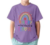 2026 Verano Camiseta de último día de Clases para niños pequeños, niñas y niños, Divertida y Feliz Fin de año Escolar, Camisetas de graduación, Camisetas gráficas, 1-13 años (Purple, 12-13 Years)