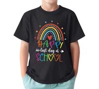 2026 Verano Camiseta de último día de Clases para niños pequeños, niñas y niños, Divertida y Feliz Fin de año Escolar, Camisetas de graduación, Camisetas gráficas, 1-13 años (Black, 6-7 Years)