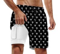 2026 Verano Hombres Casual Playa Pantalones de Doble Capa Moda Versátil Casual Estilo Impreso Pantalones Cortos, Blanco, 5XL