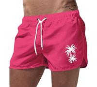 2026 Verano Hombres Deportes Moda Playa Ocio Viaje Poliéster Coco Pantalones Cortos Impreso Camiseta de Snorkel Hombres Manga Corta, Rosa intenso., L
