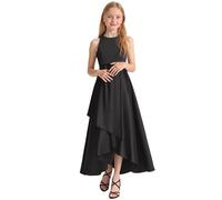 2026 Verano Vestidos Formales para niñas, Vestido de Fiesta para Recital, actuación, Desfile, Elegante Vestido de Verano sin Mangas para niñas pequeñas y Adolescentes (Black, 11-12 Years)