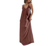 2026 Vestido camisero estilo occidental con estampado floral para mujer Vestido de verano con botones casual retro vestido midi, marrón, L