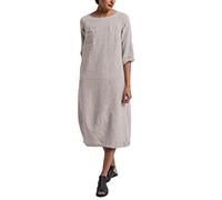 2026 Vestido De Algodón De Verano para Mujer- Talla Grande Manga 3/4 Cuello Redondo Elegante Vintage Informal Color Liso Holgado Suave Recto para Playa Verano Largo Medio Básica