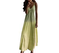 2026 Vestido de Camisola Maxi sin Mangas Estampado De Mujer Largo Casual Tank V-Cuello En V Vestido De Mujer, amarillo, 5XL