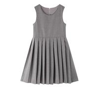2026 Vestido de tirantes de estilo escolar para niñas, traje elástico de verano, ropa cómoda de todos los días para niños, gris, 13-14 años
