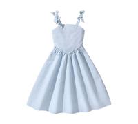 2026-Vestido floral francés para niña, elegante vestido de verano de línea A con cintura fruncida para niños más grandes, azul, 11-12 años