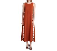 2026 Vestido Largo Sin Mangas para Mujer- Estilo Vintage Elegante Cuello Redondo Holgado Informal con Aberturas Ligero Color Liso Patchwork Recto para Verano Estilo Renacentista Básica