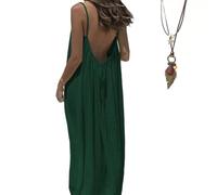 2026 Vestido Mujer Sin Mangas Escote En V Profundo Espalda Descubierta, Vestido Cami Suelto Casual con Espalda Abierta, Vestido Verano Playa Casa Y Ocio (N,XL)
