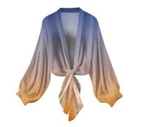 2026 - Vestidos bohemios para mujer, de gasa, con volantes, manga con volantes, blusa choli, danza del vientre, gitana, amarillo, XXL