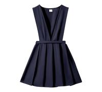 2026 Vestidos escolares para niñas, ropa casual, falda con peto para niños, falda plisada con tirantes ajustables, ropa cómoda para todos los días, azul, 8-9 años