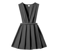 2026 Vestidos escolares para niñas, ropa casual, falda con peto para niños, falda plisada con tirantes ajustables, ropa cómoda para todos los días, gris, 2-3Years