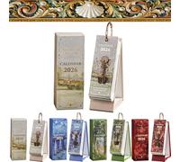 2026 Vintage European Style Oil Painting Flip Calendar, 2026 Desk Flip Calendar with Butterfly Pendant, Creative Daily Tear-Off Calendars with Butterfly Pendant, for Home, Living Room, Office (White)