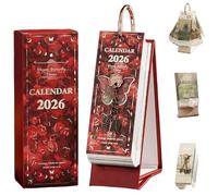 2026 Vintage European Style Oil Painting Flip Calendar, Elegant Desk Flip Calendar With Butterfly Pendant,Elegance Art Oil Wall Calendar 12 Month Planner, For Women Man (Style 2)