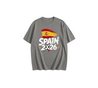 2026 W-M 2 Estrellas España Ganar Conmemorativo Camiseta de Fútbol Verano 100% Algodón Fiesta de Fanfeier Bandera Estampado Hombre Mujer Fan Camiseta Fiesta Fútbol Cheer On Camisetas, Gris 6#, L