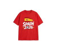 2026 W-M 2 Estrellas España Ganar Conmemorativo Camiseta de Fútbol Verano 100% Algodón Fiesta de Fanfeier Bandera Estampado Hombre Mujer Fan Camiseta Fiesta Fútbol Cheer On Camisetas, Red 6#, XL