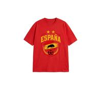 2026 W-M 2 Estrellas España Ganar Conmemorativo Camiseta de Fútbol Verano 100% Algodón Fiesta de Fanfeier Bandera Estampado Hombre Mujer Fan Camiseta Fiesta Fútbol Cheer On Camisetas, Rojo 2#, XL