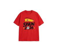 2026 W-M 2 Estrellas España Ganar Conmemorativo Camiseta de Fútbol Verano 100% Algodón Fiesta de Fanfeier Bandera Estampado Hombre Mujer Fan Camiseta Fiesta Fútbol Cheer On Camisetas, Rojo 7#, XXL