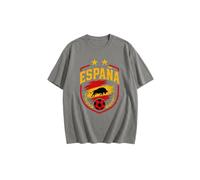 2026 W-M 2 Estrellas España Ganar Conmemorativo Camiseta de Fútbol Verano 100% Algodón Fiesta de Fanfeier Bandera Estampado Hombre Mujer Fan Camiseta Fiesta Fútbol Cheer On Camisetas, Gris 2#, M