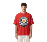 2026 W-M 4 Estrellas Argentina Ganar Conmemorativo Camiseta de Fútbol Verano 100% Algodón Fiesta de Fanfeier Bandera Estampado Hombre Mujer Fan Camiseta Fiesta Fútbol Cheer On Camisetas, Red 9#, XXL