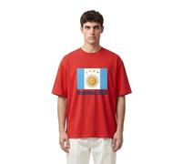 2026 W-M 4 Estrellas Argentina Ganar Conmemorativo Camiseta de Fútbol Verano 100% Algodón Fiesta de Fanfeier Bandera Estampado Hombre Mujer Fan Camiseta Fiesta Fútbol Cheer On Camisetas, Red 4#, XXL