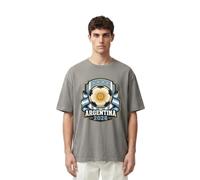 2026 W-M 4 Estrellas Argentina Ganar Conmemorativo Camiseta de Fútbol Verano 100% Algodón Fiesta de Fanfeier Bandera Estampado Hombre Mujer Fan Camiseta Fiesta Fútbol Cheer On Camisetas, Gris 9#, XXL