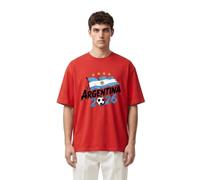 2026 W-M 4 Estrellas Argentina Ganar Conmemorativo Camiseta de Fútbol Verano 100% Algodón Fiesta de Fanfeier Bandera Estampado Hombre Mujer Fan Camiseta Fiesta Fútbol Cheer On Camisetas, Red 1#, XXL