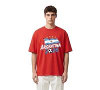 2026 W-M 4 Estrellas Argentina Ganar Conmemorativo Camiseta de Fútbol Verano 100% Algodón Fiesta de Fanfeier Bandera Estampado Hombre Mujer Fan Camiseta Fiesta Fútbol Cheer On Camisetas, Rojo 2#, XXL