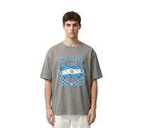 2026 W-M 4 Estrellas Argentina Ganar Conmemorativo Camiseta de Fútbol Verano 100% Algodón Fiesta de Fanfeier Bandera Estampado Hombre Mujer Fan Camiseta Fiesta Fútbol Cheer On Camisetas, Gris 7#, XXL