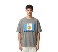 2026 W-M 4 Estrellas Argentina Ganar Conmemorativo Camiseta de Fútbol Verano 100% Algodón Fiesta de Fanfeier Bandera Estampado Hombre Mujer Fan Camiseta Fiesta Fútbol Cheer On Camisetas, Gris 4#, XXL