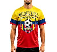 2026 W-M Argentina Gana Conmemorativa Camiseta de Fútbol Copa Camiseta Fanshirt, Impresión 3D Unisex Manga Corta Transpirable Deporte Camiseta de Tiempo Libre para Hombre Mujer Niños, Colombia, XXL