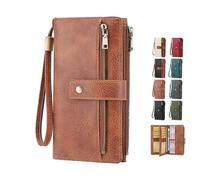 2026 Wallet for Women RFID Blocking Leather Clutch, 3-Fold Long Wallet Large Capacity Credit Card Holder Ladies Travel Purse (Brown)
