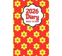 2026 Week to View Diary: Striking Red and Yellow Flower Pattern Design. 5.5"x8.5" Size. Ideal for Personal, Business, or Student Use