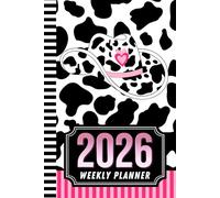 2026 Weekly Planner: 6x9 Dated Diary With To Do List - Habit Tracker - Notes Section / Agenda Gift / Cowgirl Hat on Black White Cow Animal Print Cover